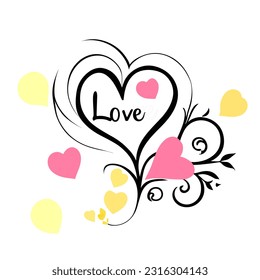 Positive Message in Heart-Shaped Font Expressing Love and Emotion.greeting card for valentine's day