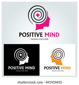 Positive Mind Logo Design Template ,Vector Illustration