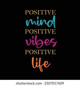 Positive mind, positive vibes, positive life. Inspirational quote.