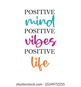 Positive mind, positive vibes, positive life. Inspirational quote.