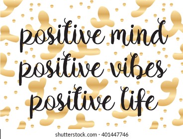 Positive Mind Vibes Life Inspirational Inscription Stock Vector 