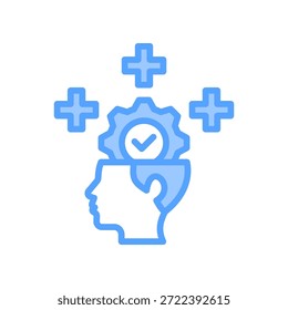 Ilustração de vetor azul do ícone da mentalidade positiva