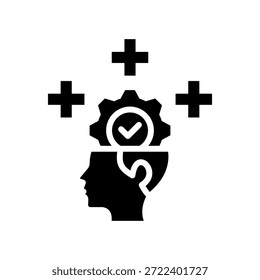 Ilustración vectorial de glifo de ícono de mentalidad positiva