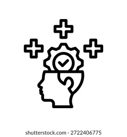 Ilustración vectorial de línea de ícono de mentalidad positiva