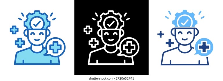 Ilustração de vetor de estilo triplo do ícone da mentalidade positiva