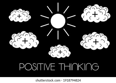 Positive mindset, optimistic attitude, brain life, brain clouds and the sun