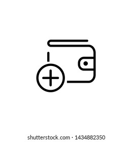 Positive money balance line icon. Wallet, plus in circle, positive symbol. Finance concept. Vector illustration can be used for topics like salary, budget, profit, income