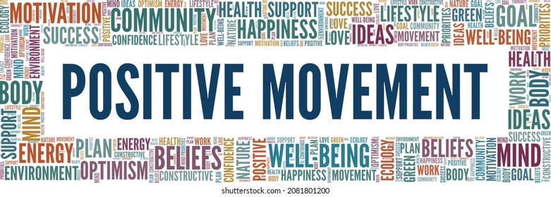 Positive Movement vector illustration word cloud isolated on white background.
