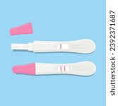 Positive, negative 2 lines pregnancy test kits isolated on white background. Pregnant, childbirth concept. Vector illustration