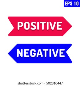 Positive, negative arrow. Motivation concept. Flat vector icon, symbol, design illustration on white background. Can be used for t-shirt, postcard, banner.