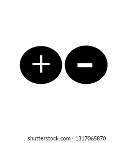 Positive and negative buttons. Vector illustration. Gray plus minus. Vector illustration. Plus and minus round icons on light background.