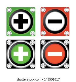 Positive and negative buttons. Vector illustration.