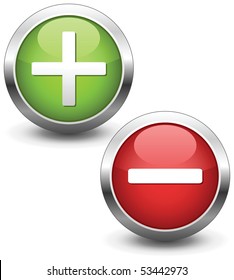 Positive and negative buttons. Vector illustration.