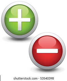 Positive and negative buttons. Vector illustration.