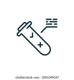 Symbol für die positive oder negative Testlinie von Coronavirus Pcr. Laboruntersuchungen von Blut oder Speichel für Covid Linear Piktogramm. Covid19 Testergebnis - Rahmensymbol Bearbeitbarer Stroke. Einzelne Vektorgrafik.