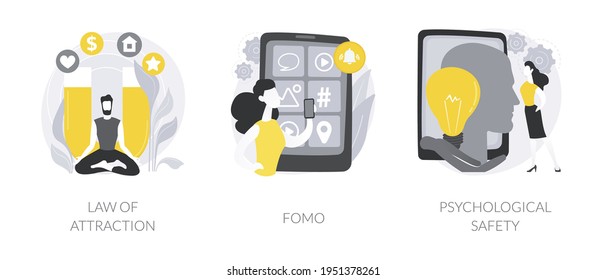 Positive and negative emotions abstract concept vector illustrations.