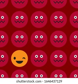 Positive and Negative emotions. Seamless background. Sad and Happy Mood Icons. Vector illustration for web design or print.