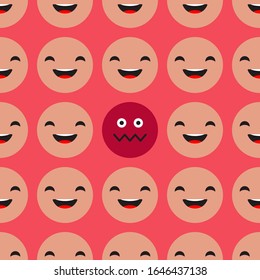 Positive and Negative emotions. Seamless background. Sad and Happy Mood Icons. Vector illustration for web design or print.