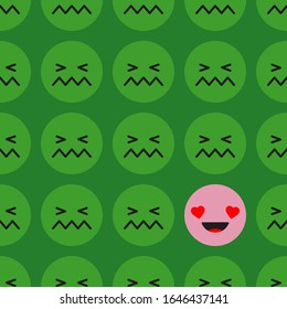 Sentimientos positivos y negativos.Fondo impecable. Tristes y felices iconos de la sangre. Ilustración vectorial para diseño web o impresión.