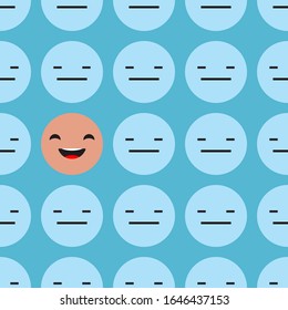 Positive and Negative emotions. Seamless background. Sad and Happy Mood Icons. Vector illustration for web design or print.