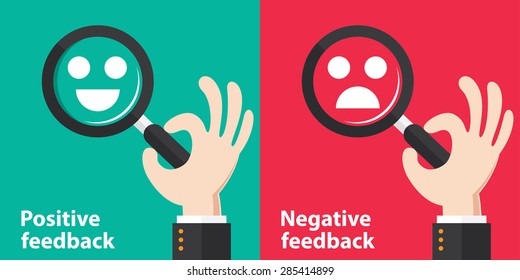 Positive And Negative Feedback Concept Background. Vector Illustration. Minimal And Flat Design