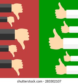 Positive and negative feedback concept. Colorful flat design.  Vector illustration