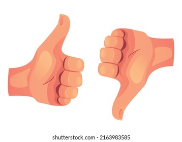 Positive and negative hand arm isolated set. Vector flat cartoon design element illustration
