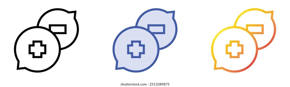 positive and negative icon. Linear, Blue Fill and Gradient Style Design Isolated On White Background