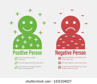 Positive and negative person infographic vector illustration. Positive people and negative people. 