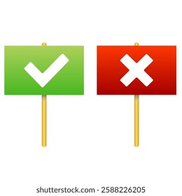 Positive or negative posters. Vector illustration. Select yes and no check boxes. Vector illustration