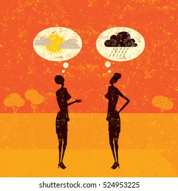 
Positive and Negative Predictions
Two women talking with thought bubbles above their heads. 