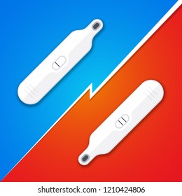 Positive and negative pregnancy test. Vector illustration