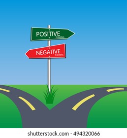 Positive Negative Sign On Road Way Stock Vector (Royalty Free ...