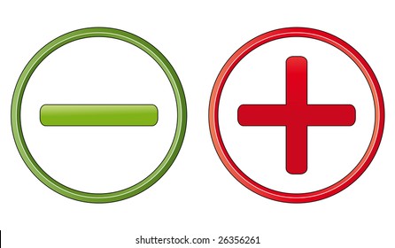 Positive and negative symbols. Vector