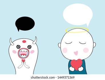 positive and negative thinking  abstract cartoon concept  background  vector eps.10