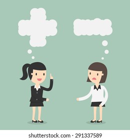 Positive and Negative Thinking. Business Concept Cartoon Illustration