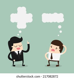 Positive and Negative Thinking. Cartoon Vector Illustration