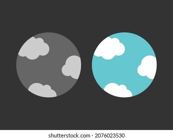 Positive and negative thinking, vision, optimism and pessimism, creativity, mindset, happiness and depression concept. Flat design. EPS 8 vector illustration, no transparency, no gradients