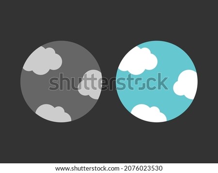 Positive and negative thinking, vision, optimism and pessimism, creativity, mindset, happiness and depression concept. Flat design. EPS 8 vector illustration, no transparency, no gradients