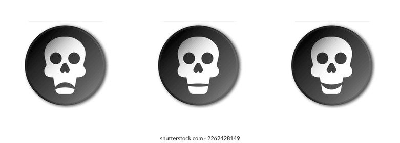 Positive, neutral, and negative skull icon. Flat vector illustration.