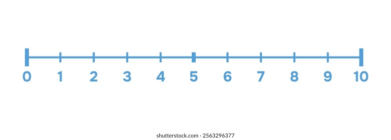 Positive number line. Vector illustration