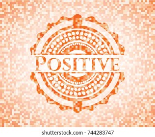Positive orange mosaic emblem