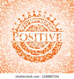 Positive orange mosaic emblem with background