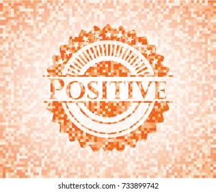 Positive orange mosaic emblem with background