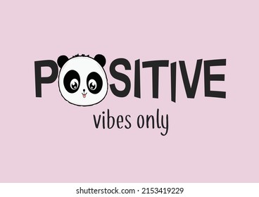 positive panda pink vector design hand drawn