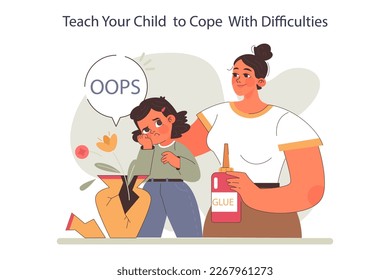 Positive parenting tips. Parents support and care. Flat vector illustration