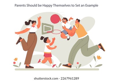 Positive parenting tips. Parents support and care. Flat vector illustration