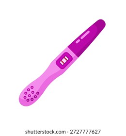 Prueba de embarazo rosa positiva con dos líneas. Icono de Vector
