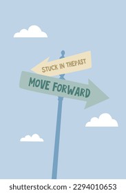 Positive poster arrows pointing signs on the blue isolated background. 