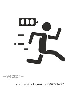 positive or power human, happy person icon, charged  battery energy, high charge, good workplace, leader, flat vector illustration